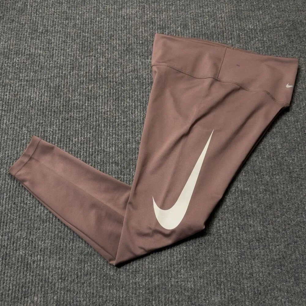 Nike Women 7/8 Running Leggings Dri-Fit Large Purple DB4374-298 Dusty Rose NWOT